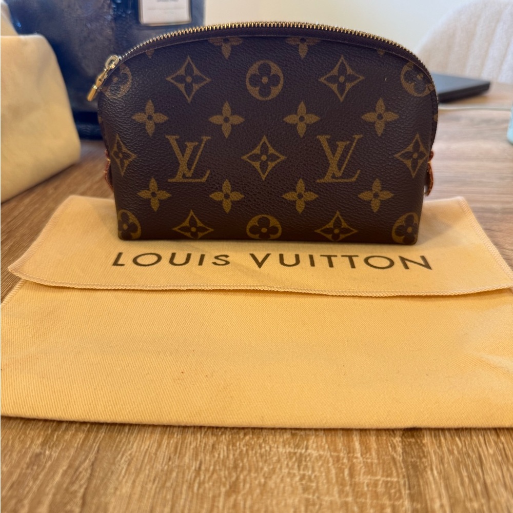 Louis Vuitton Monogram Dome Cosmetic Pouch in Brown and Gold Monogram